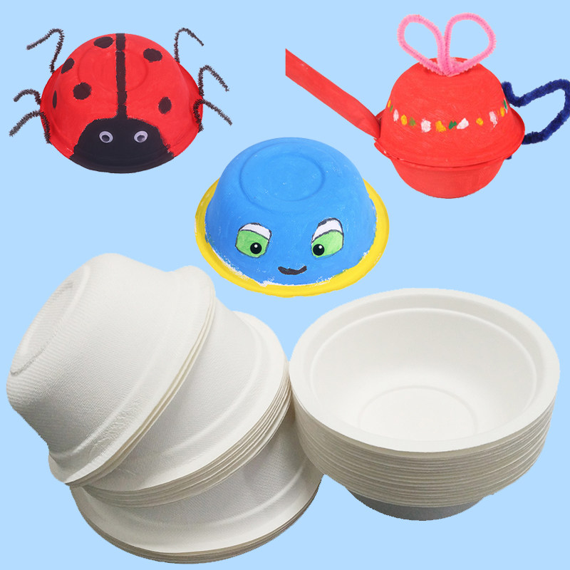 儿童手工绘画画涂鸦白色纸碗一次性环保幼儿园儿童手工制作材料