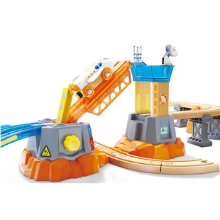 Hape火车轨道火星发射套航天飞机小男孩女孩3到6岁益智儿童玩具车