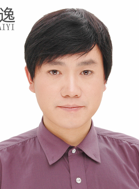 男士假发 真人发丝斜刘海 真发黑色中老年 递针手织全头发套透气