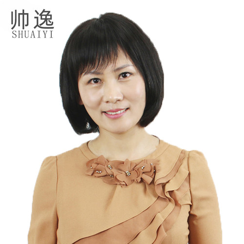 真人发丝中老年妈妈中长发梨花头中年人真发全手织女全头套日常发