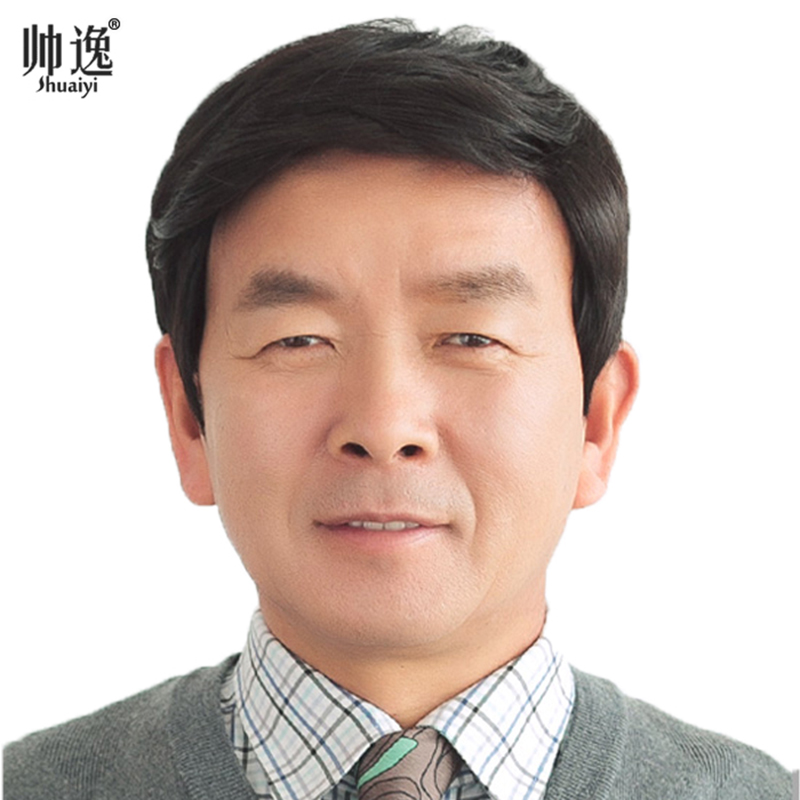 中老年假发 男 逼真中年男士真发假发短发真人发丝假发头套 jiafa