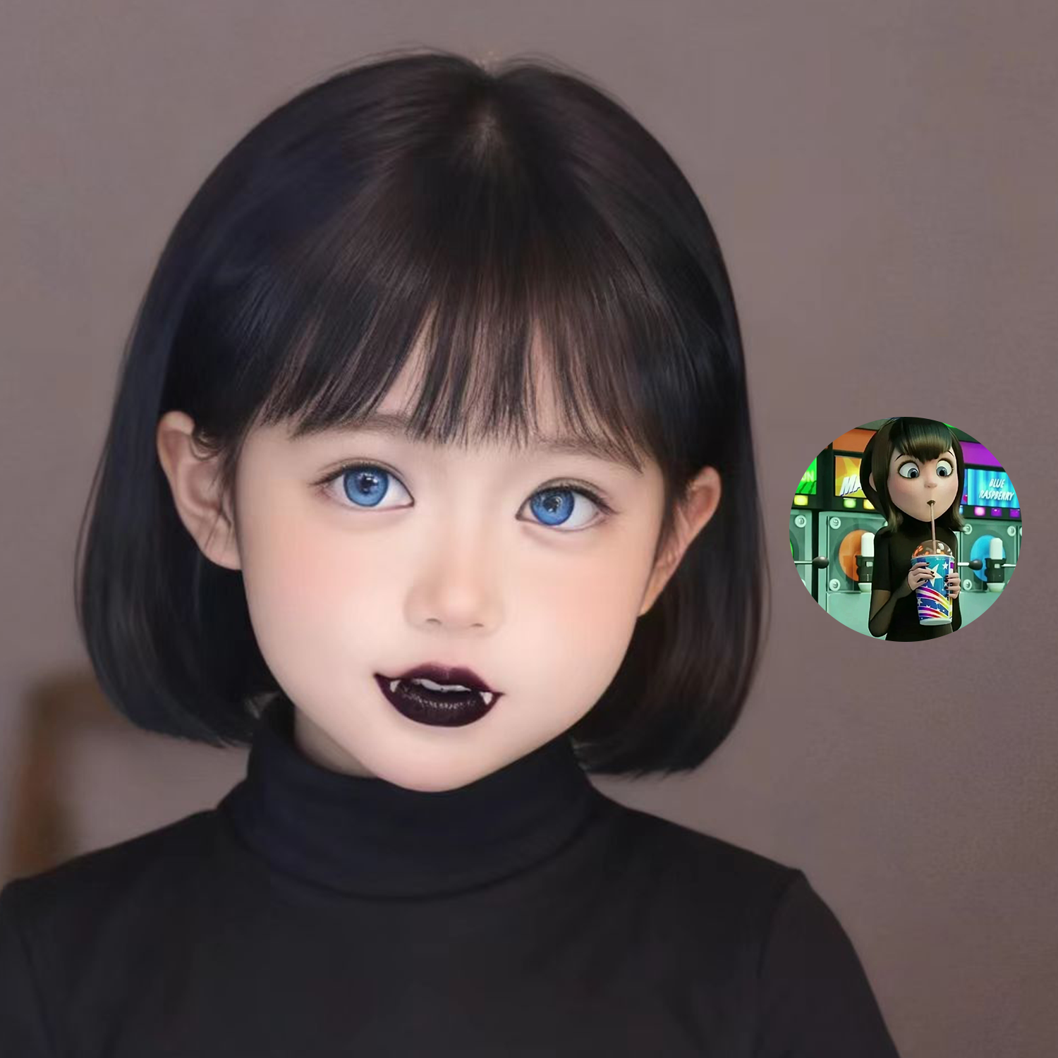 儿童假发cos万圣梅菲斯短直发可爱病娇波波头动漫精灵旅社全头套