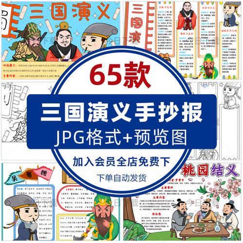 小学生三国演义手抄报模板三国人物思维导图阅读后感读书小报线稿