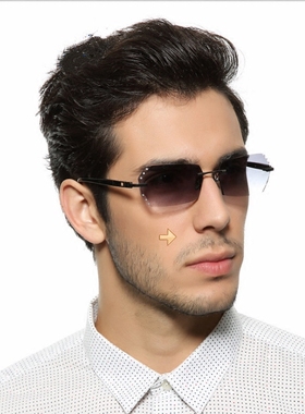 男款时尚钻石切边钛合金太阳眼镜