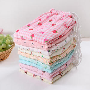 2018新款夏季双层纱布纯棉家居长裤休闲睡衣大码棉纱女裤特价包邮