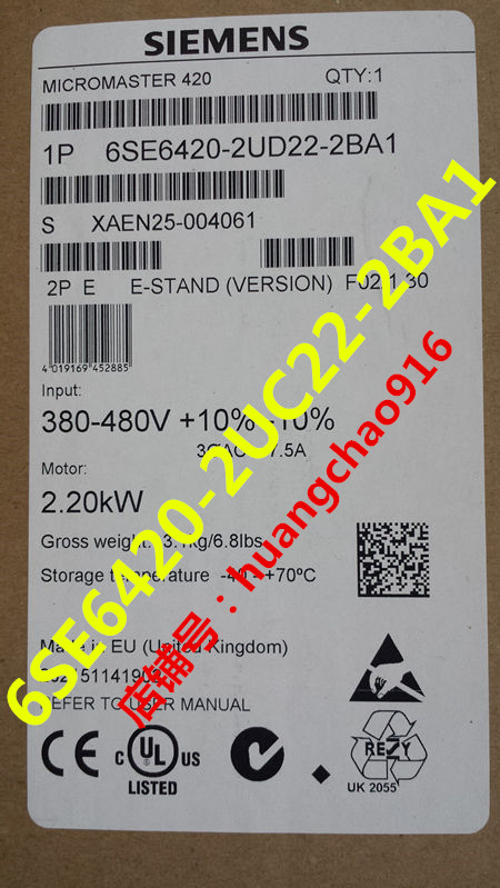 6SE6420-2UC22-2BA1 原装MM420 变频器 2.2kw 6SE64202UC222BA1
