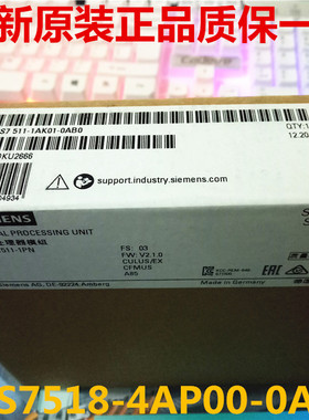 西门子S7-1500 6ES7518 6ES7 518-4AP00-0AB0 CPU1518-4PN/DP模块