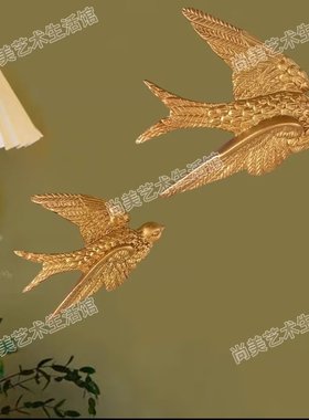 金色燕子欧式壁饰装饰品扇子壁挂