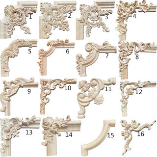 东阳木雕法式实木角花贴花轻奢系风格欧式装修电视背景墙雕刻装饰