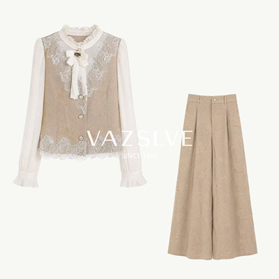 【VAZSLVE/全新奢品】捡漏XT6308003【云鎏米序】上衣+裤子两件套