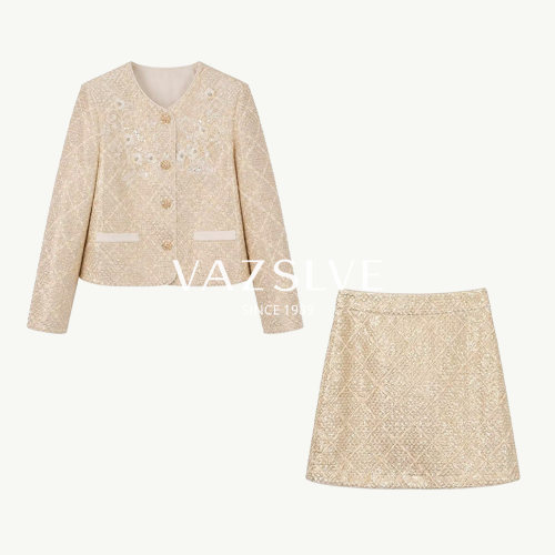 【VAZSLVE/全新奢品】捡漏XT6306715【菱花序】显瘦上衣+半裙套装