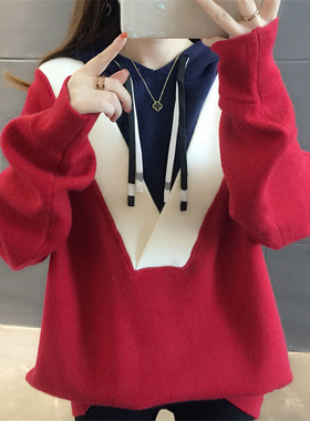 清仓捡漏专柜撤回特大码胖mm300斤加绒加厚假两件长袖卫衣外套女