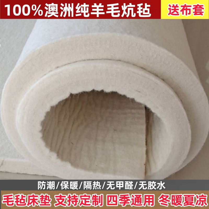 高档防潮四季通用无味无胶水无甲醛纯羊毛毡床垫榻榻米垫炕毡垫