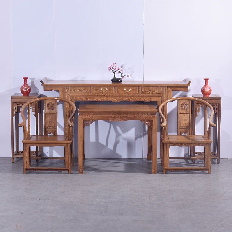 鸡翅木中堂六件套红木八仙桌供桌