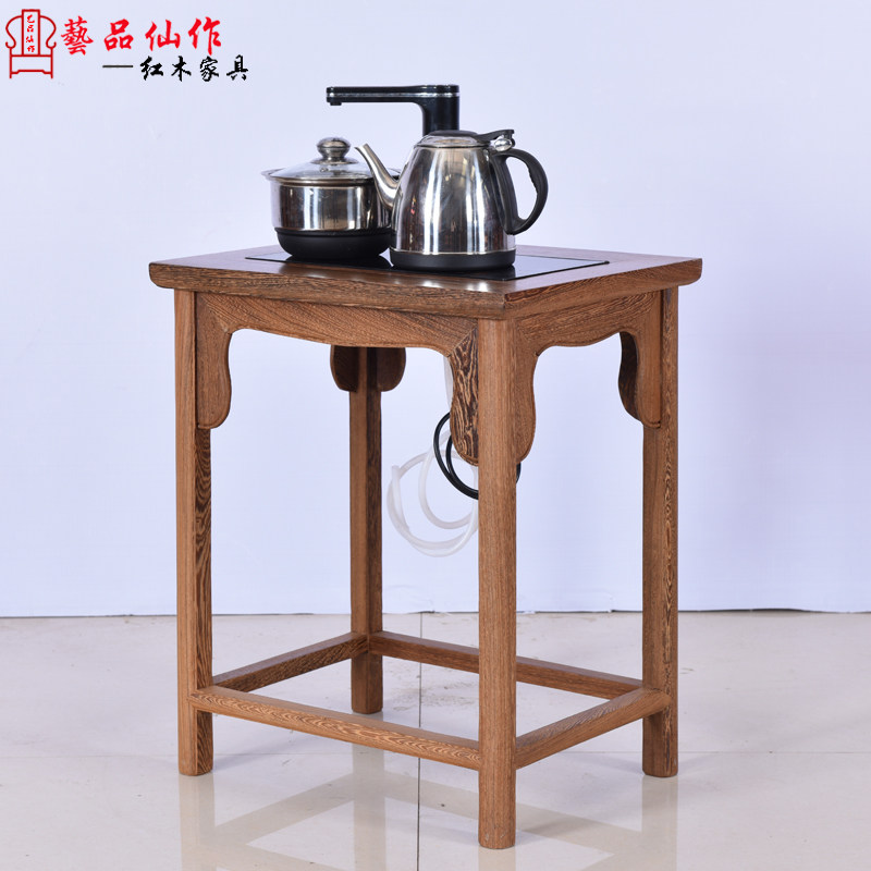 鸡翅木小茶几 实木中式仿古带电磁炉 红木家具简约阳台茶台茶水架