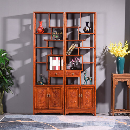 红木博古架花梨木置物架实木中式