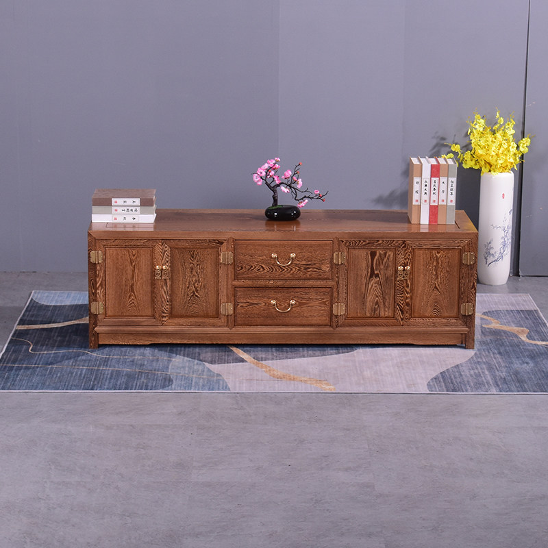 鸡翅木电视柜落地仿古实木中式客厅红木影视柜地柜小户型一体家用