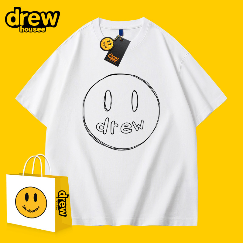 纯棉短袖宽松印花情侣drewhouse