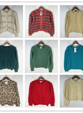 复古着vintage日韩精选校园风甜美系纯色条纹安哥拉兔绒毛衣X4602