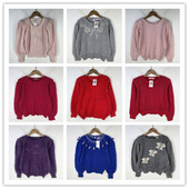 复古着vintage外贸尖货学院风甜美系绣花钉珠安哥拉兔绒毛衣X3203