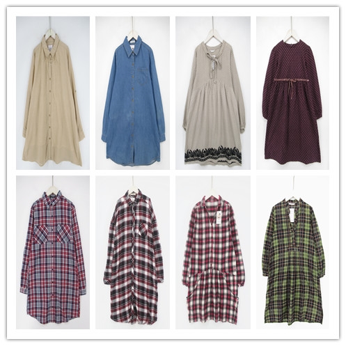 条纹英伦格子棉质连衣裙