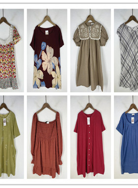 复古着vintage日韩精选民族风森女系纯色印碎花卉棉布连衣裙P3463