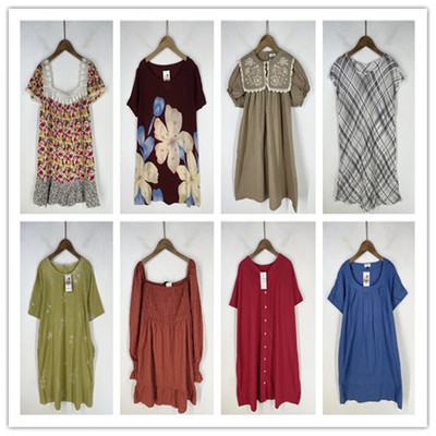 复古着vintage日韩精选民族风森女系纯色印碎花卉棉布连衣裙P3463