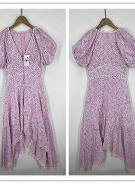 复古着vintage外贸尖货田园风软妹甜美系绣花镂空棉布连衣裙P4356