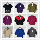 复古着vintage日韩尖货校园风甜美系印花钉珠安哥拉兔绒毛衣X6305