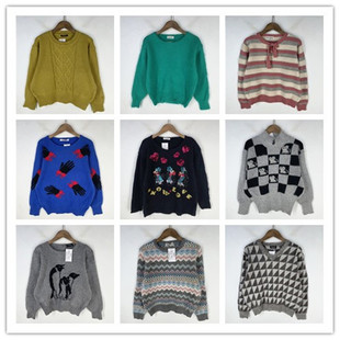 复古着vintage外贸尖货田园风甜美系卡通印绣花安哥拉兔毛衣X4203