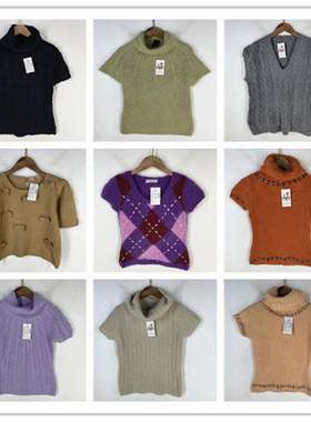 复古着vintage外贸精选学院风森女系纯色菱格安哥拉兔绒毛衣X7005