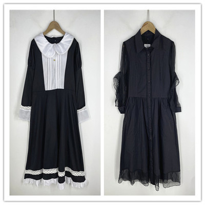 复古着vintage外贸精品校园风甜美森女系纯色绣花棉布连衣裙P6065