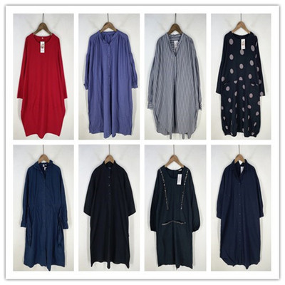 复古着vintage日韩尖货英伦风森女系纯色波点条纹棉布连衣裙L4461