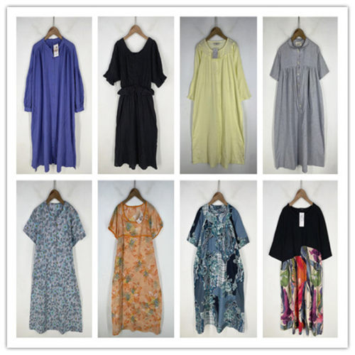 复古着vintage日韩精品民族风森女系拼接渲染印花棉布连衣裙P8461