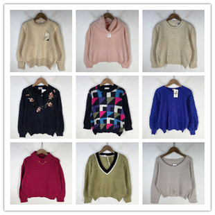 复古着vintage外贸精选学院风森系纯色卡通印花安哥拉兔毛衣X4302