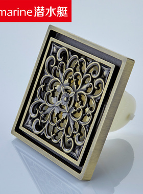 潜水艇QLTD50-10BDH镂空金花地漏 青古铜拉丝艺术防臭地漏 北京发