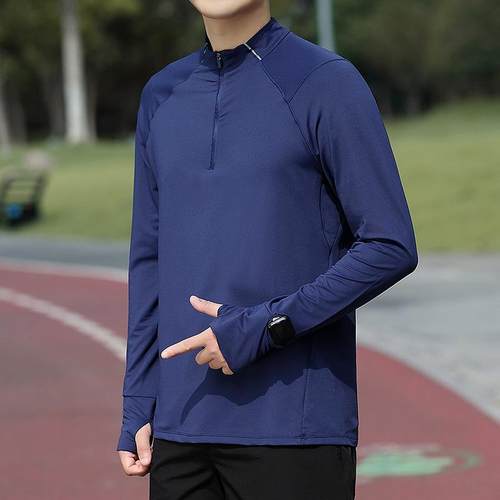 跑步专用长袖T恤男士运动秋冬季速干衣立领高领透气骑行春秋季