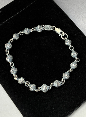 高端美潮十字架圆珠925银手链