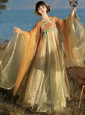 半岚原创汉服女【蝶影】唐制仙气重工刺绣大袖衫春夏款齐胸诃子裙