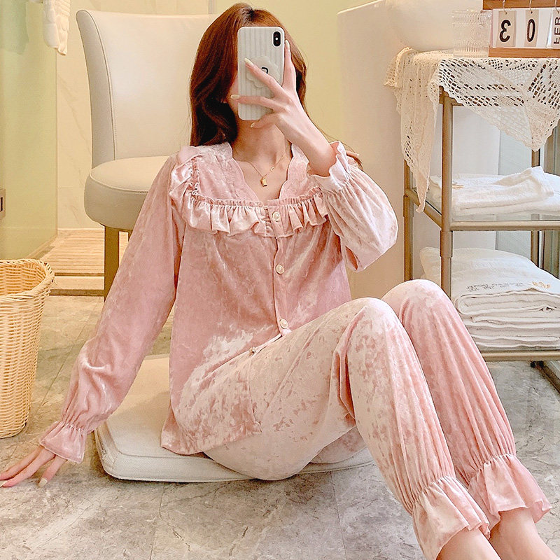 爱唯美女金丝绒舒服透气长袖长裤