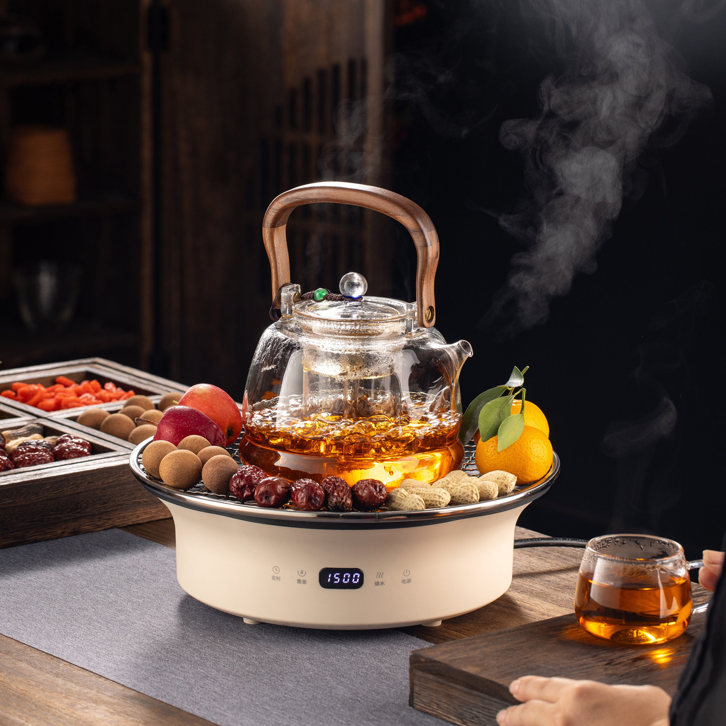 围炉煮茶烤火炉套装2026新款家用室内煮茶器具全套玻璃养生电陶炉