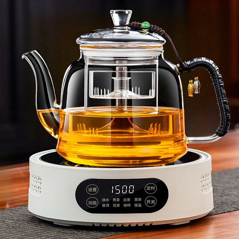 2026新款蒸煮一体玻璃煮茶壶电陶炉煮茶器全自动喷淋式烧水养生壶