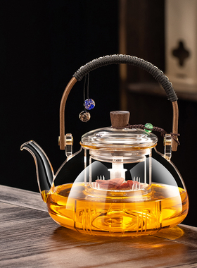 加厚玻璃煮茶壶蒸煮一体耐高温煮茶器新款围炉煮茶提梁烧水养生壶