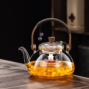 加厚玻璃煮茶壶蒸煮一体耐高温煮茶器新款围炉煮茶提梁烧水养生壶