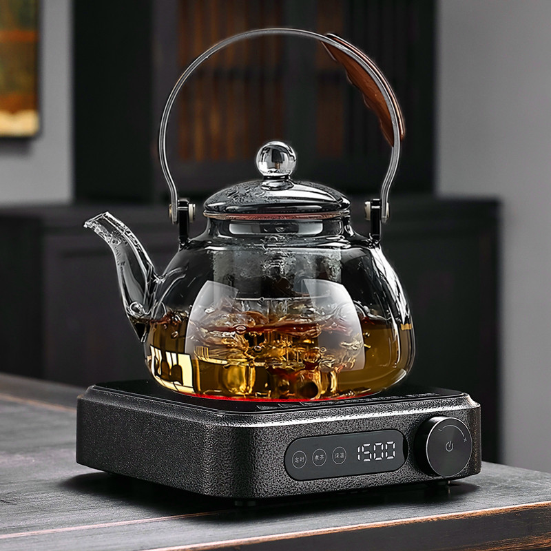 新款玻璃煮茶壶黑晶炉煮茶器蒸煮一体小型家用烧水泡茶壶茶具套组