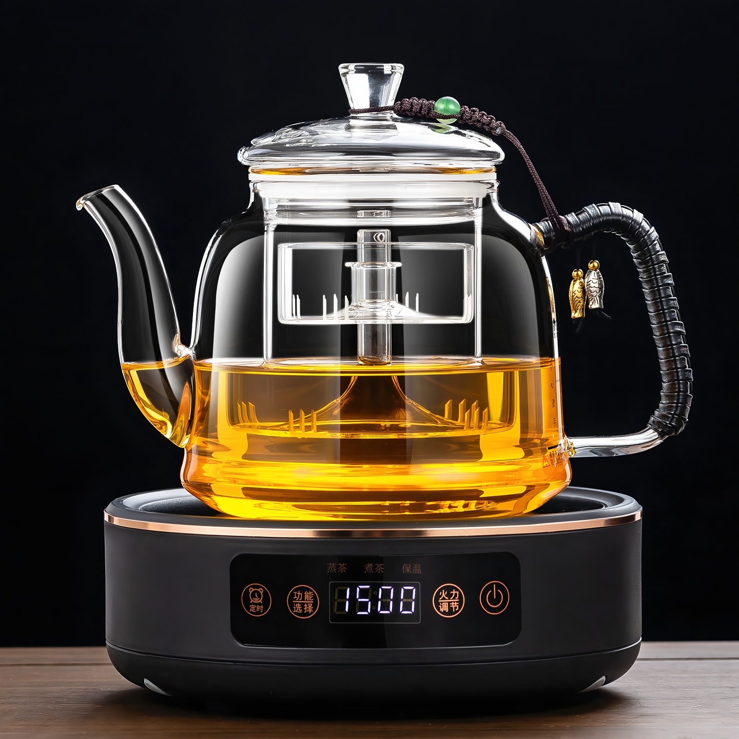 加厚蒸煮一体玻璃茶壶套装送4杯