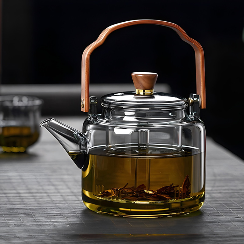 玻璃煮茶壶蒸煮一体煮茶器新款黑晶炉提梁烧水壶泡茶专用家用茶具