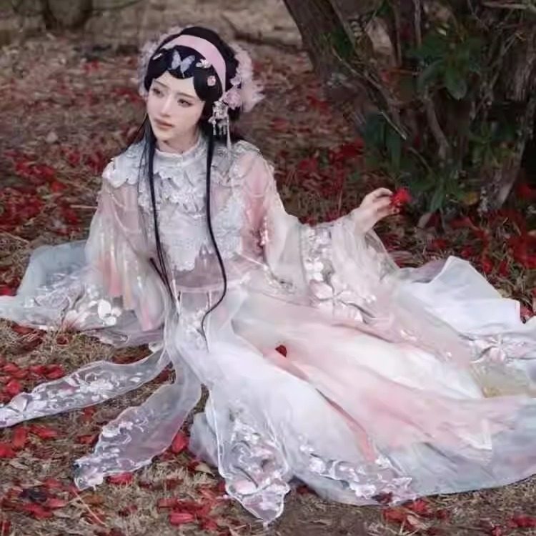 改良汉服戏曲汉元素重工刺绣大袖衫超仙桃花春夏新款【桃胭序】