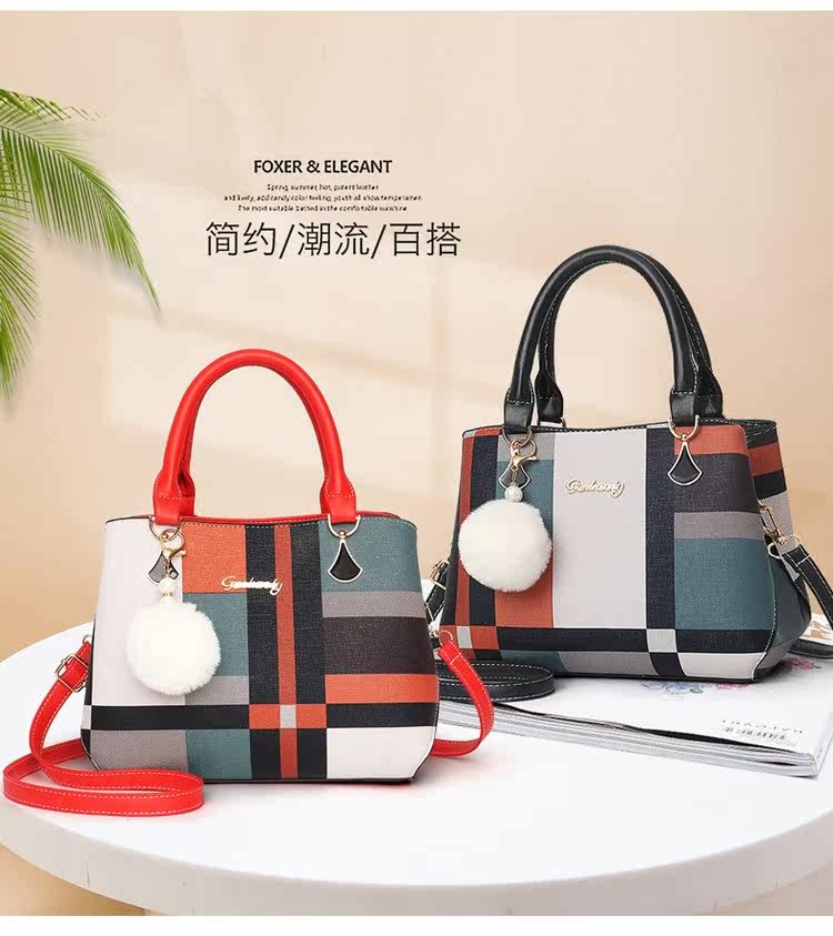 2020几何图案女士新款韩版手提包女大包时尚百搭大容量单肩斜挎包