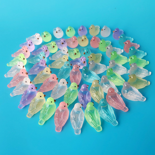 迷你夜光小鸽子发光摆件微缩小鸟可爱动物模型装饰场景学生小礼物